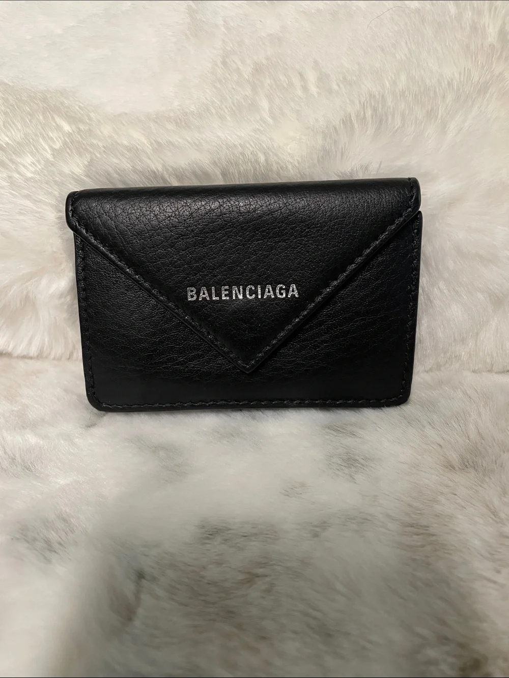 Balenciaga Black Leather Envelope Card Case